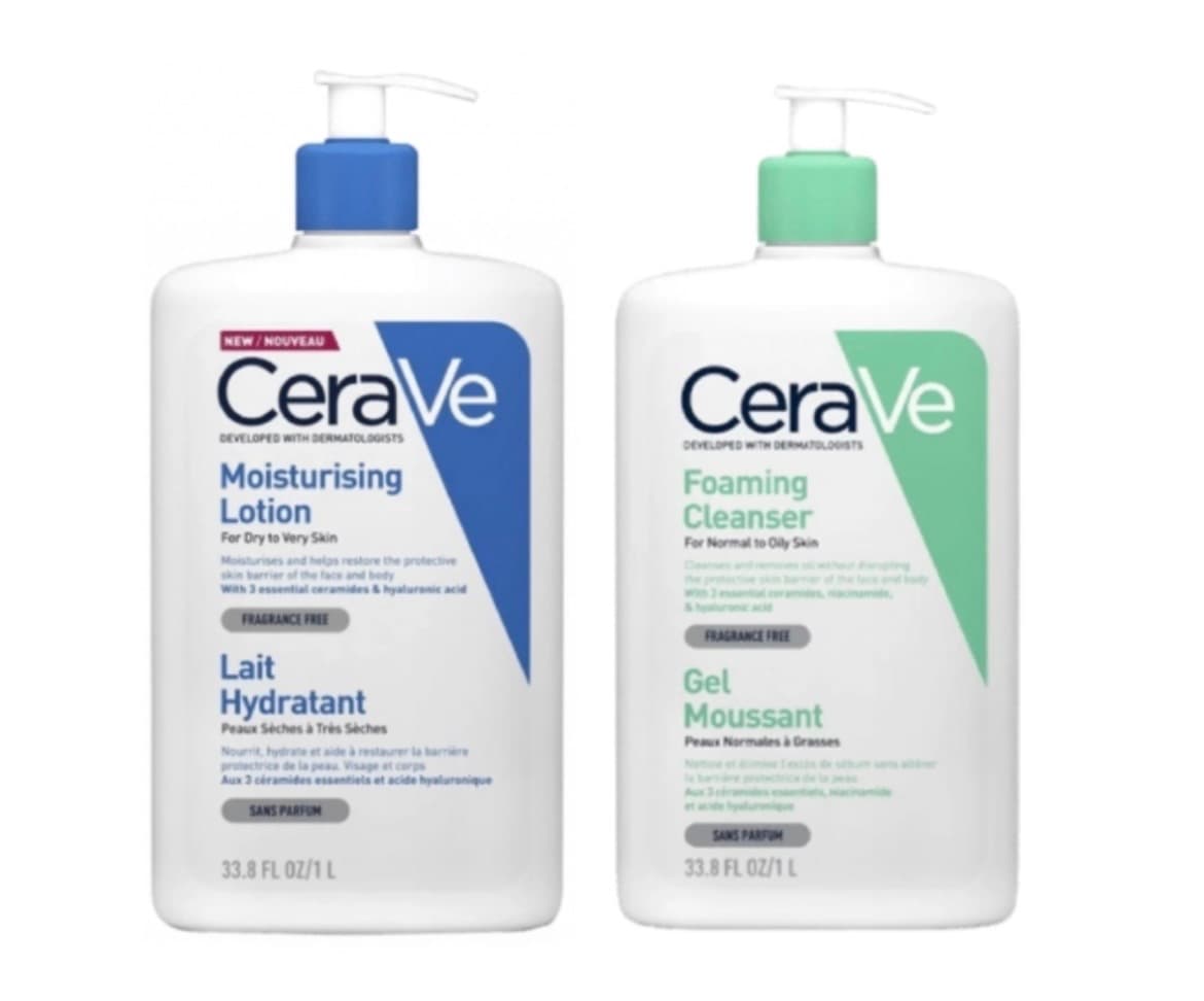 CeraVe Duo Nettoyant + Lait Hydratant 2×1 litre
