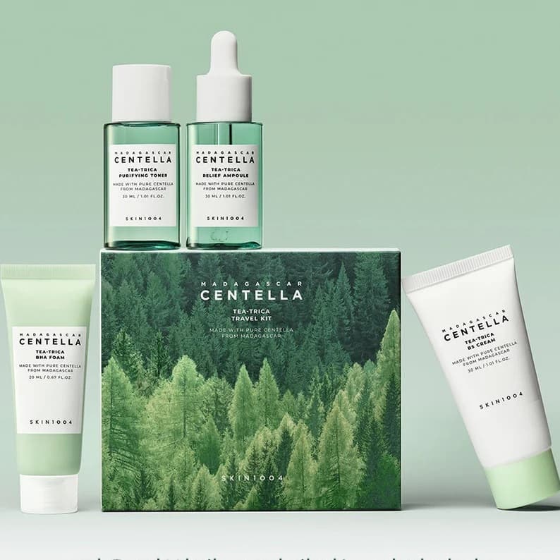 Skin1004 Coffret Soins de la peau Madagascar Centella Tea Trica Kit Anti Imperfections